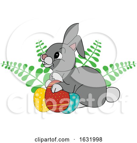 Bunny Rabbit with Ferns and Easter Eggs by elaineitalia