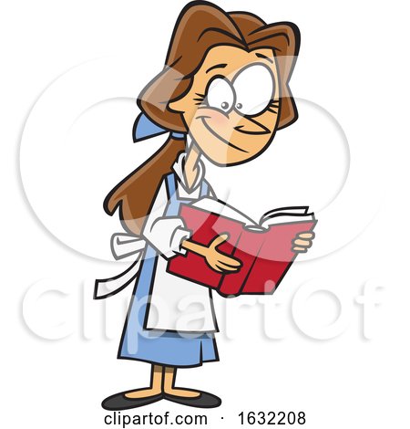 Cartoon Belle Reading a Book by toonaday