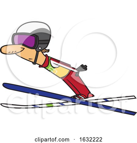 Cartoon White Male Ski Jumper by toonaday