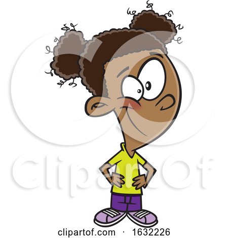 Cartoon Brave Black Girl with Hands on Her Hips by toonaday