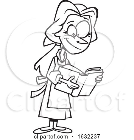 Cartoon Outline Belle Reading a Book by toonaday