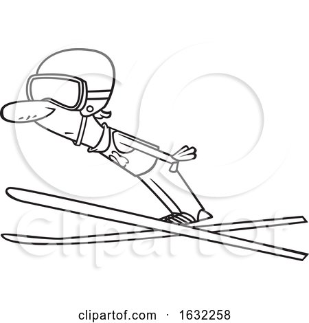 Cartoon Outline Male Ski Jumper by toonaday