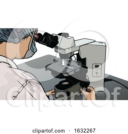 Scientist or Doctor Looking at a Slide on a Microscope by dero