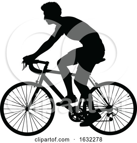 Bike Cyclist Riding Bicycle Silhouette by AtStockIllustration