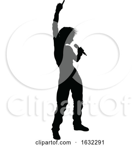 Singer Pop Hiphop or Rock Star Silhouette Woman by AtStockIllustration