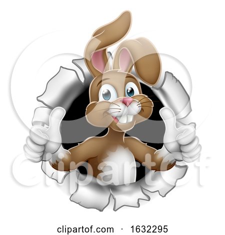Easter Bunny Thumbs up Rabbit Breaking Background by AtStockIllustration