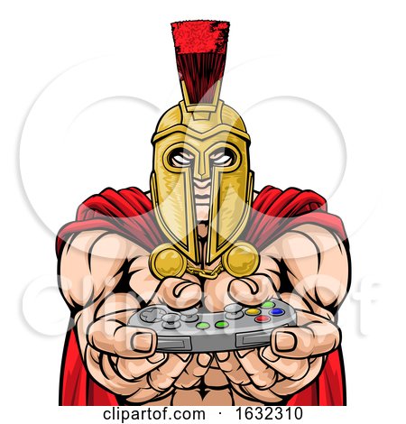 Spartan Trojan Gamer Warrior Controller Mascot by AtStockIllustration