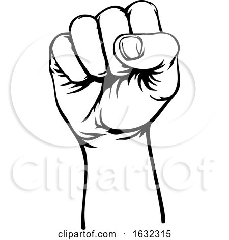 Retro Revolution Hand Fist Raised Air Propaganda by AtStockIllustration
