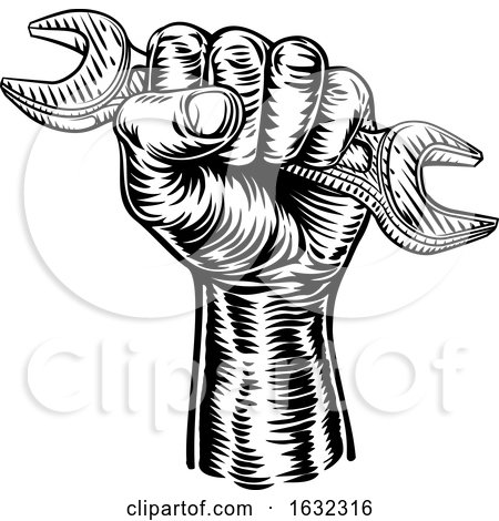 Hand Holding Plumber or Mechanic Wrench Spanner by AtStockIllustration