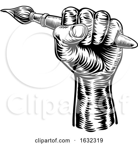 Hand Holding Artists Paintbrush by AtStockIllustration