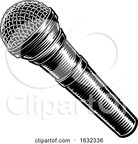 Microphone Vintage Woodcut Engraved Style by AtStockIllustration