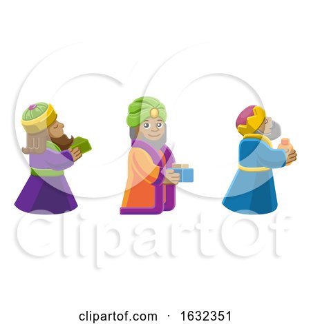 Wise Men Christmas Nativity Scene Cartoon by AtStockIllustration