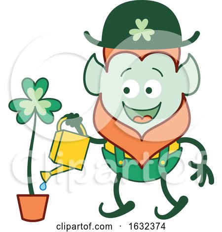St Patricks Day Leprechaun Watering a Clover by Zooco