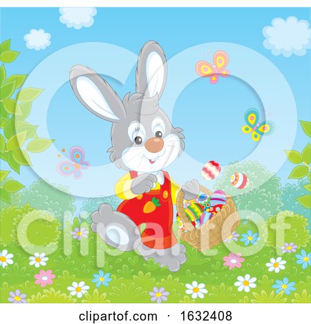 Bunny Rabbit with an Easter Basket on a Sunny Day by Alex Bannykh