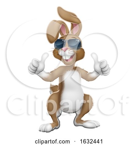 Easter Bunny Cool Rabbit Cartoon Giving Thumbs up by AtStockIllustration