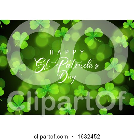 St Patrick's Day Background with Shamrock on Bokeh Lights by KJ Pargeter