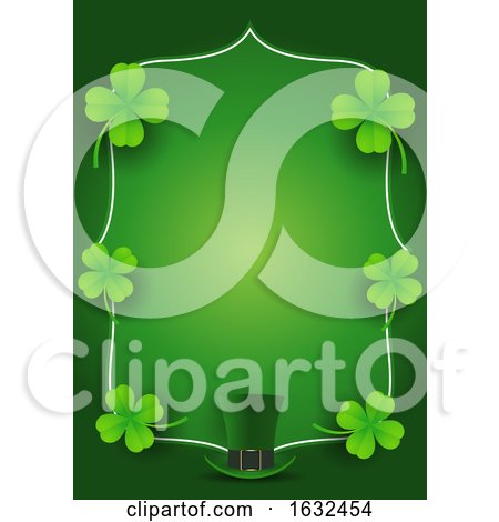 St Patricks Day Border with Shamrocks and a Leprechaun Hat by KJ Pargeter