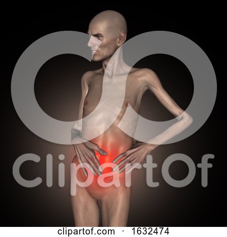 3D Old Man Holding His Stomach in Pain by KJ Pargeter