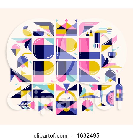 Colorful Poster with Cool Girly Design Elements in Flat Style by elena