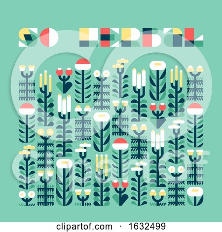 Poster with Wild and Medicinal Herbs in Flat Style by elena