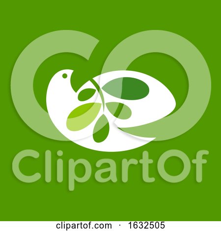 Peace Dove with Olive Branch on Green Background. Elegant Vector Logo Mark Template or Icon by elena
