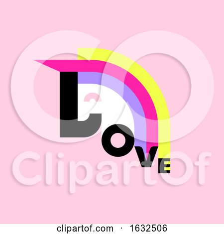 Cheerful Unicorn and Love Lettering. Flat Style Poster or T-shirt Print by elena