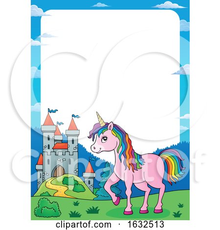 Fairy Tale Castle and Unicorn Border by visekart