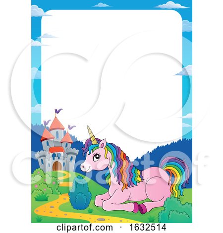 Fairy Tale Castle and Unicorn Border by visekart