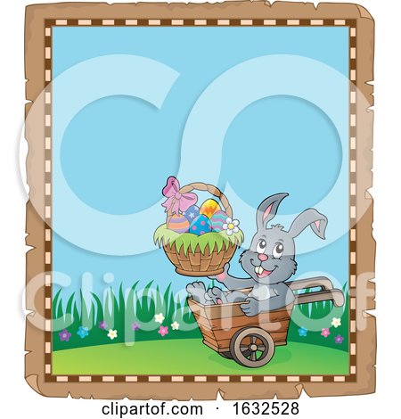 Bunny Rabbit Holding an Easter Basket in a Wheelbarrow by visekart