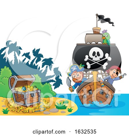 Pirate Ship and Treasure Island by visekart