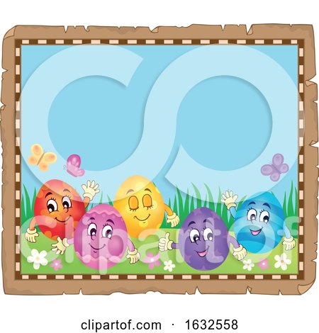 Parchment Border with Happy Easter Eggs by visekart