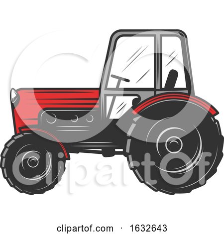 Retro Red Tractor by Vector Tradition SM