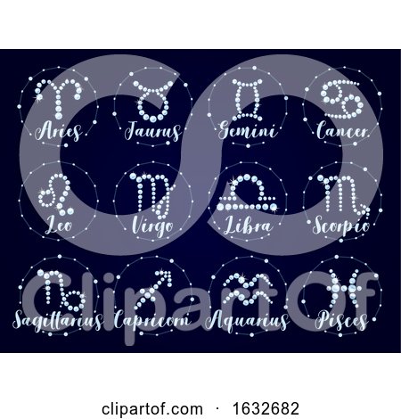 Horoscope Star Signs on Blue by Vector Tradition SM