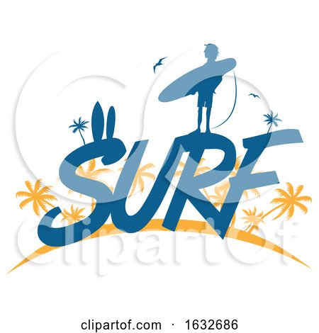 Silhouetted Surfer on the Word Surf by Domenico Condello