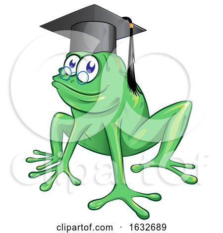 Cartoon Frog Wearing a Graduation Cap by Domenico Condello