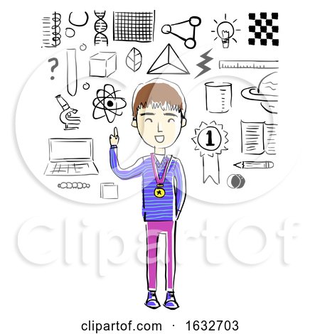 Kid Boy Sketch Science Focus Illustration by BNP Design Studio