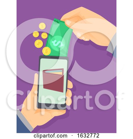 Hand Money Cellphone Wallet Illustration by BNP Design Studio