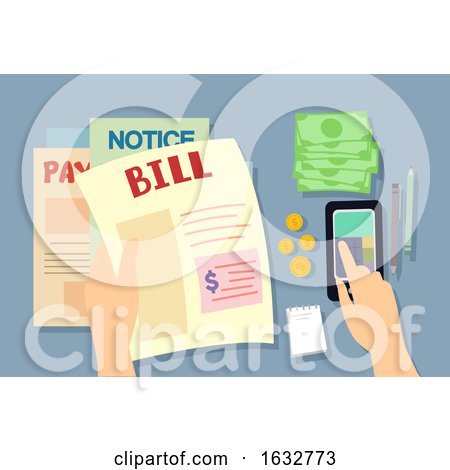 Hand Pay Bills Mobile Illustration by BNP Design Studio