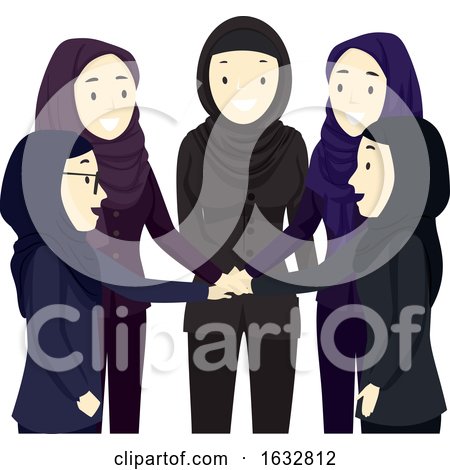 Girls Hijab Hands in Team Illustration by BNP Design Studio