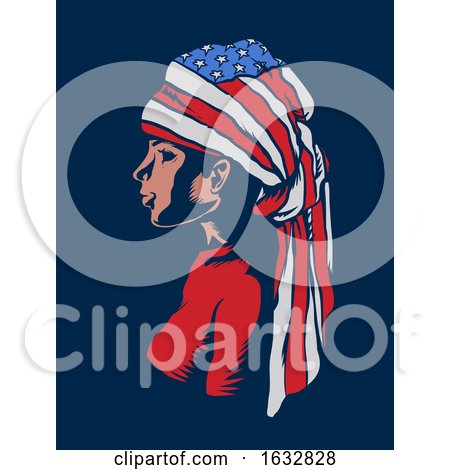 Girl Head Dress American Flag Illustration by BNP Design Studio