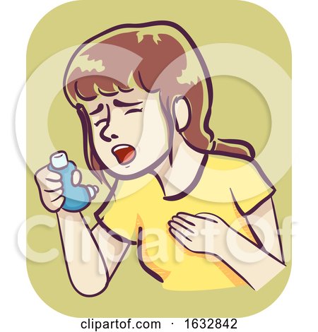 Girl Wheezing Inhaler Illustration by BNP Design Studio