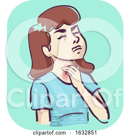Girl Itchy Throat Symptom Illustration by BNP Design Studio