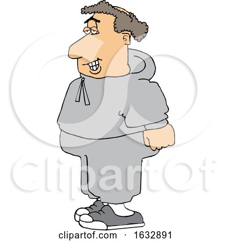 Cartoon Chubby Balding White Male Jogger in Sweats by djart