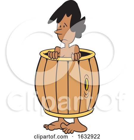 Cartoon down and out Black Woman Wearing a Barrel by Johnny Sajem