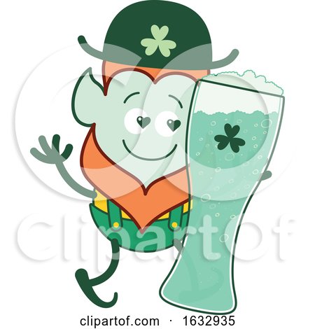 St Patricks Day Leprechaun Holding a Giant Glass of Beer by Zooco