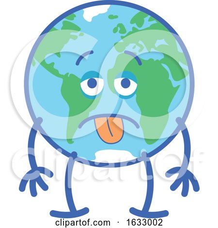 Earth Globe Character with an Exhausted Expression by Zooco