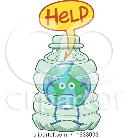 Earth Globe Character Trapped in a Plastic Bottle by Zooco