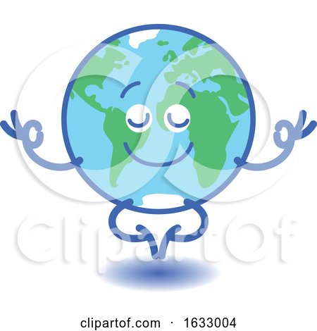 Earth Globe Character Meditating by Zooco
