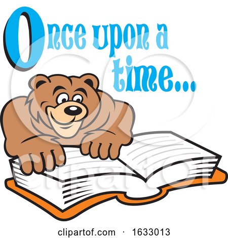 Cartoon Once upon a Time Text over a Bear Reading a Book by Johnny Sajem