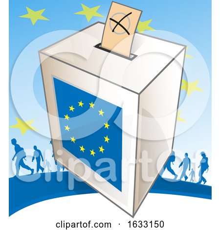 European Ballot Box and Silhouetted People Against Stars by Domenico Condello